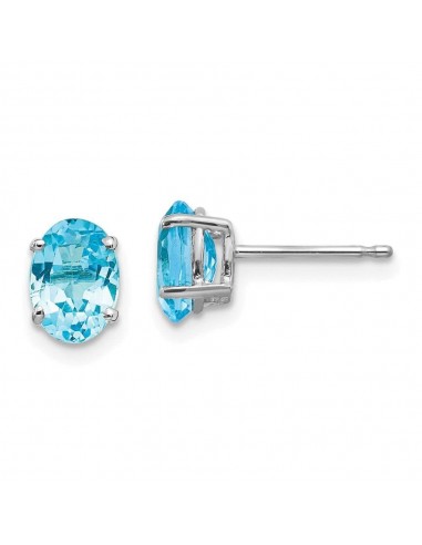 14k White Gold 7x5mm Oval Blue Topaz Earrings À commander