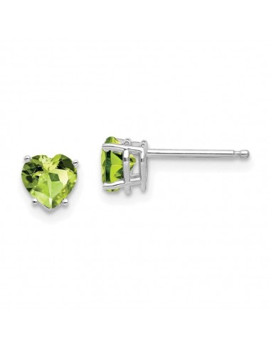 14k White Gold 5mm Heart Peridot Earrings JUSQU'A -70%! 