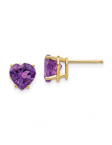 14k 7mm Heart Amethyst Earrings En savoir plus