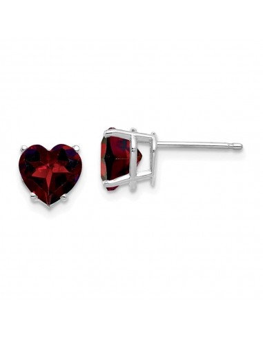 14k White Gold 7mm Heart Garnet Earrings sélection de produits