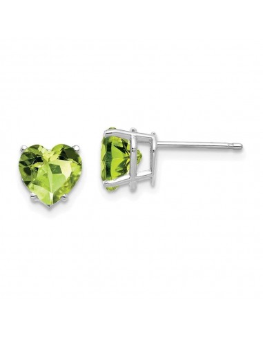 14k White Gold 7mm Heart Peridot Earrings de la marque