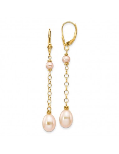 14K 5-8mm Pink Freshwater Cultured Pearl Leverback Earrings En savoir plus