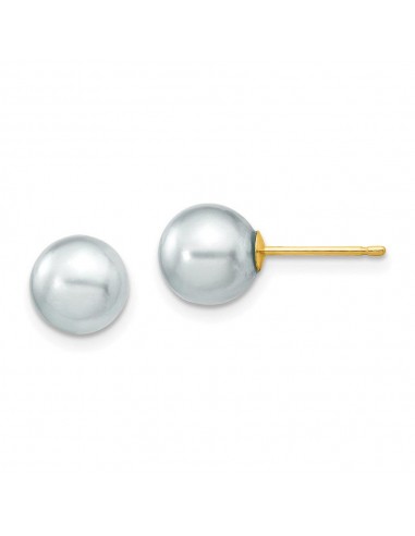 14k 7-8mm Round Grey Saltwater Akoya Cultured Pearl Stud Post Earrings Comparez et commandez 