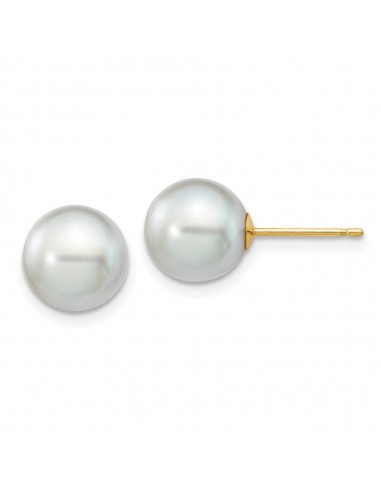 14k 8-9mm Round Grey Saltwater Akoya Cultured Pearl Stud Post Earrings store