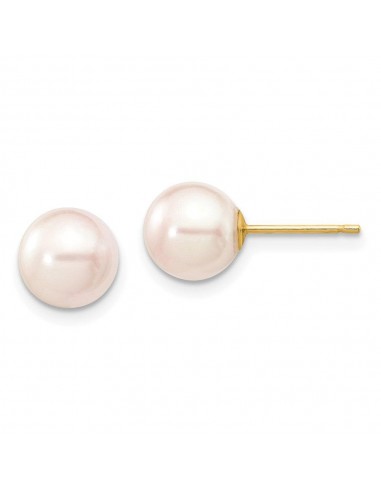 14k 7-8mm Round White Saltwater Akoya Cultured Pearl Stud Post Earrings des créatures d'habitude