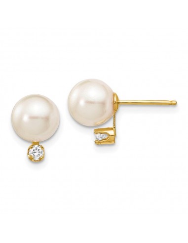 14k 7-8mm White Round Saltwater Akoya Cultured Pearl Diamond Post Earrings Comment ça marche