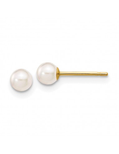 14k 3-4mm Round White Saltwater Akoya Cultured Pearl Stud Post Earrings Fin de série