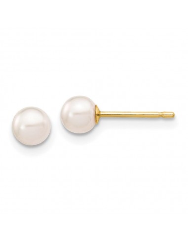 14k 4-5mm Round White Saltwater Akoya Cultured Pearl Stud Post Earrings 2024