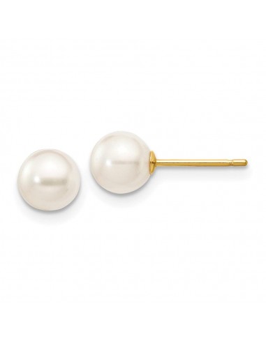 14k 5-6mm Round White Saltwater Akoya Cultured Pearl Stud Post Earrings pour bénéficier 